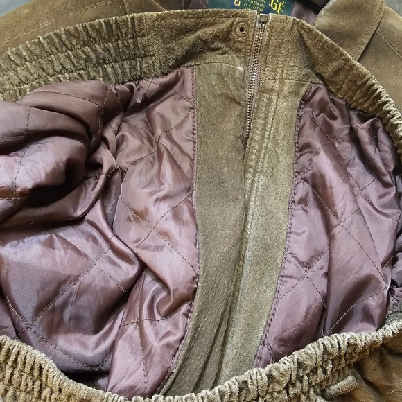 Cambridge Classics Bomber Jacket Men Large Brown Suede Leather Quilted Lining - Picture 6 of 8